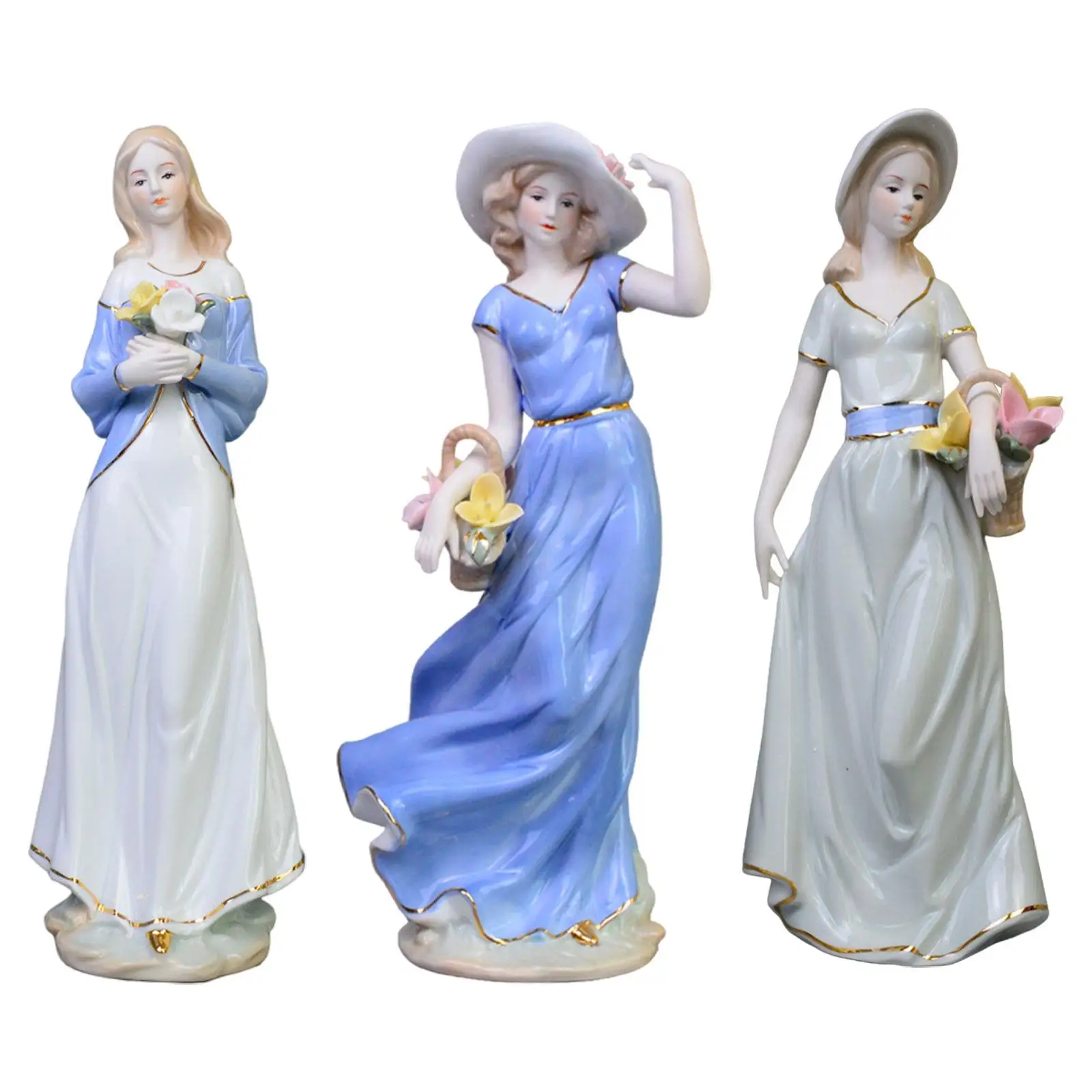Girl Figurine Porcelain Figure Cute Modern Art Figurine Decorative Porcelain Figurine Home Decor for Office Tabletop Bookcase