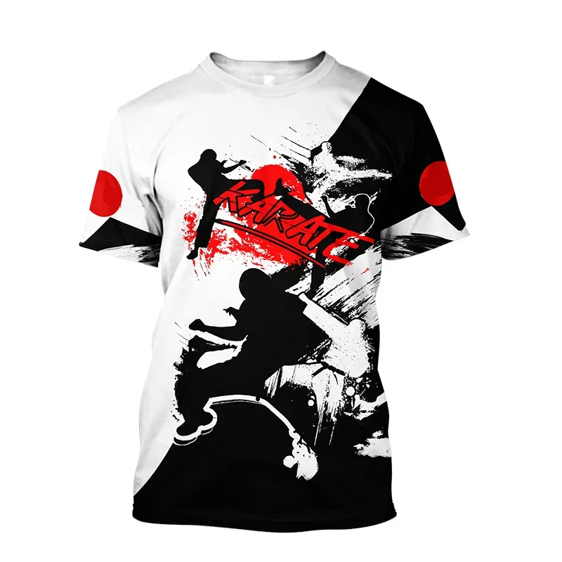 

Taekwondo Karate Boxing 3D Printed Plus Size Men's Martial Arts Outdoor Sports Quick Drying Breathable Street Hip-hop T-shirt