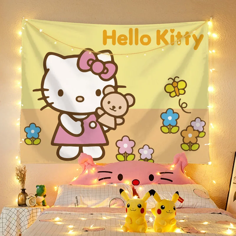 Cartoon Sanrio Hello Kitty Hanging Cloth Home Room dormitorio sfondo panno soggiorno festa decorazione sfondo