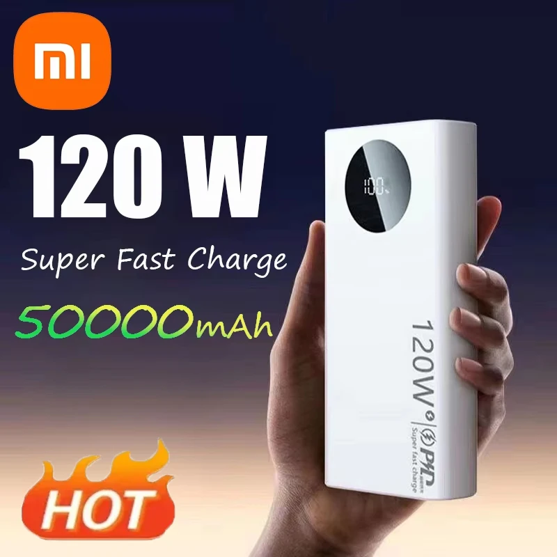 Xiaomi 50000mAh Power Bank 120W Fast Charging High Capacity Portable Battery Charger Digital Display For iPhone Huawei Powerbank