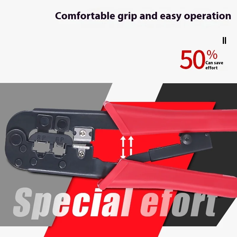 Alicate de crimpagem de rede multifuncional, crimpadores de cabo de rede de cabeça de cristal RJ45, alicate de crimpagem de conector de linha telefônica 8P6P