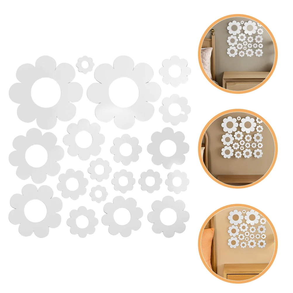 

3D Flower Mirror Wall Sticker Decorations Stickers Television Acrylic s Decal Bathroom