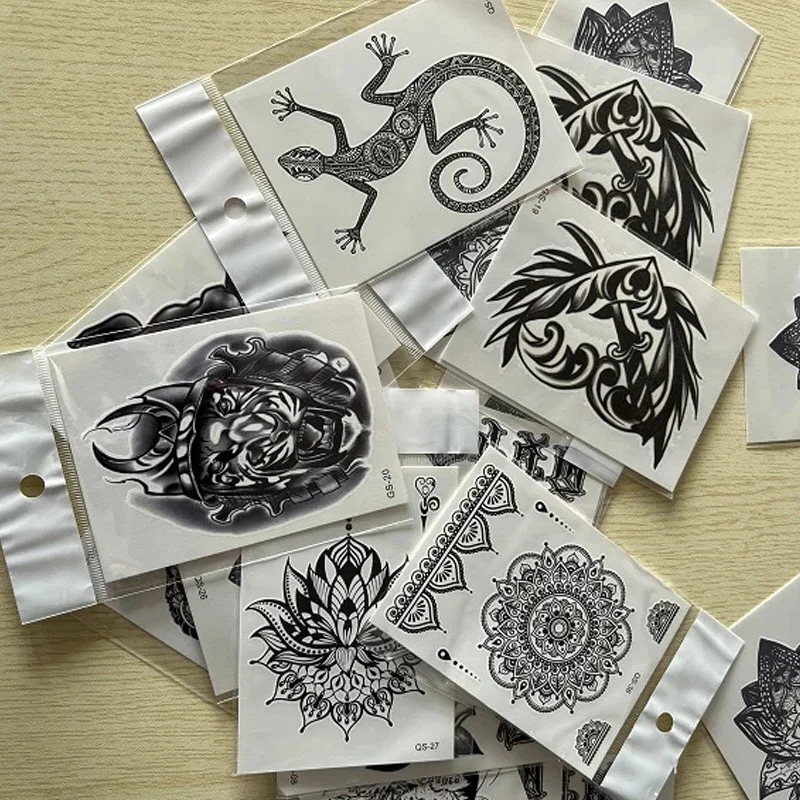 

Водонепроницаемая временная тату-наклейка (1 лист) для рук, спины, пальцев, тела, руки, с изображением розы, цветка, льва, фальшивая татуировка