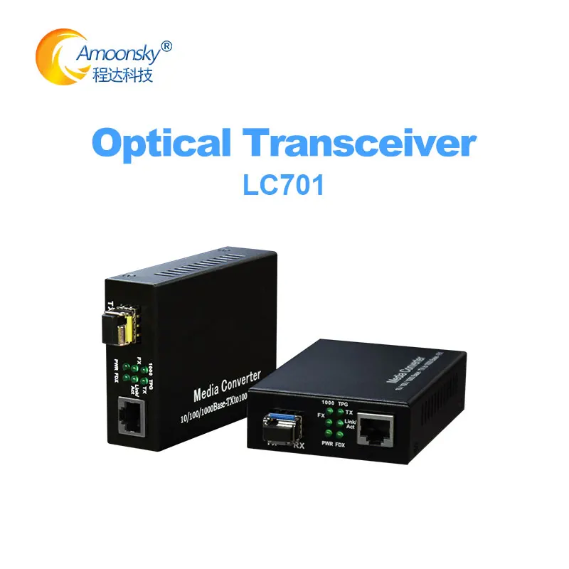 AMS-LC701 LC Port Fiber Optical Converter For Led Display Support Single Mode Double Fiber Extender