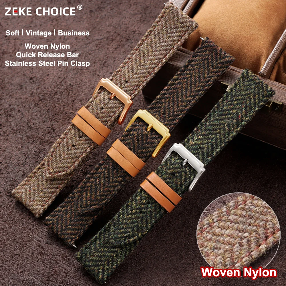 Correas de Reloj de Cuero Genuino y Nailon de 18mm, 20mm y 22mm para Hombre y Mujer, Correa de Reloj Tejida Vintage de Liberación Rápida para Casio