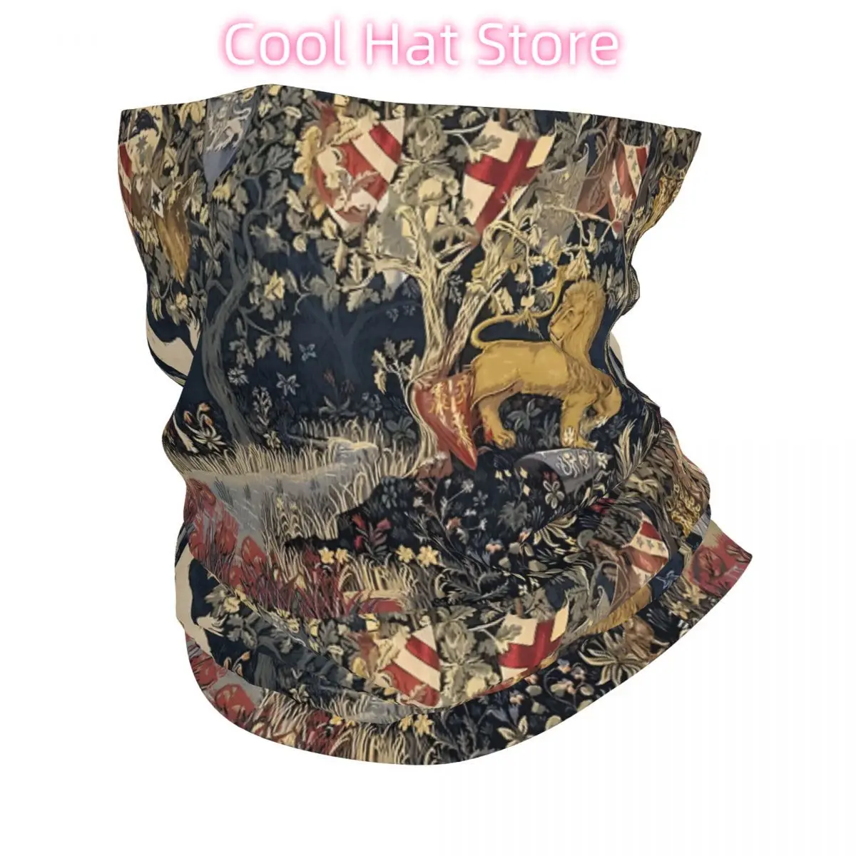 

Medieval Unicorn Midnight Floral Bandana Neck Gaiter Printed Balaclavas Wrap Scarf Multifunctional Cycling Running for Men Adult