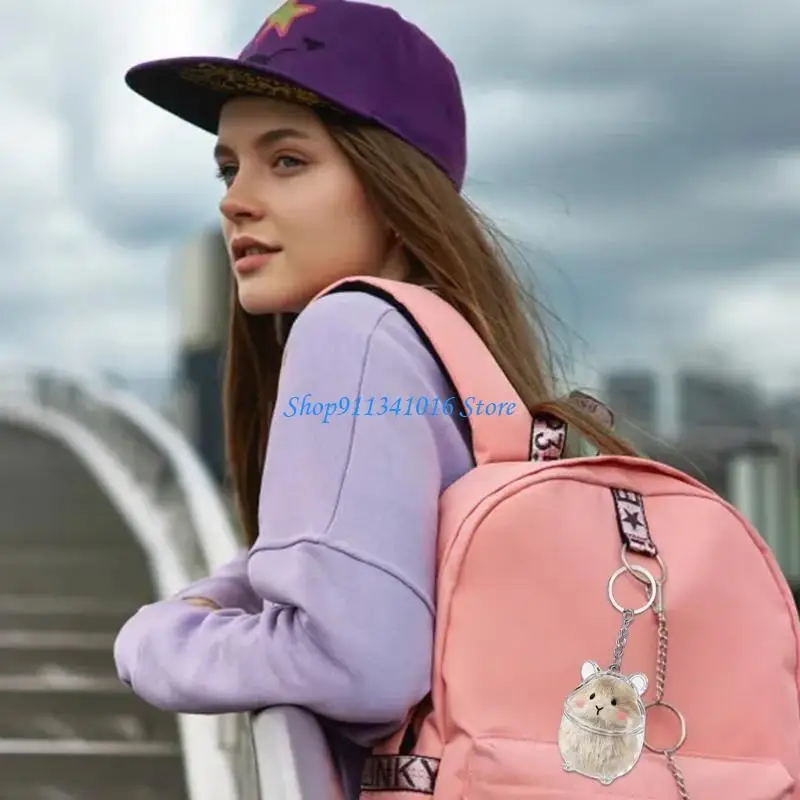 حقيبة تخزين صغيرة لسلسلة مفاتيح من الفرو الشفاف لذكريات الحيوانات الصغيرة