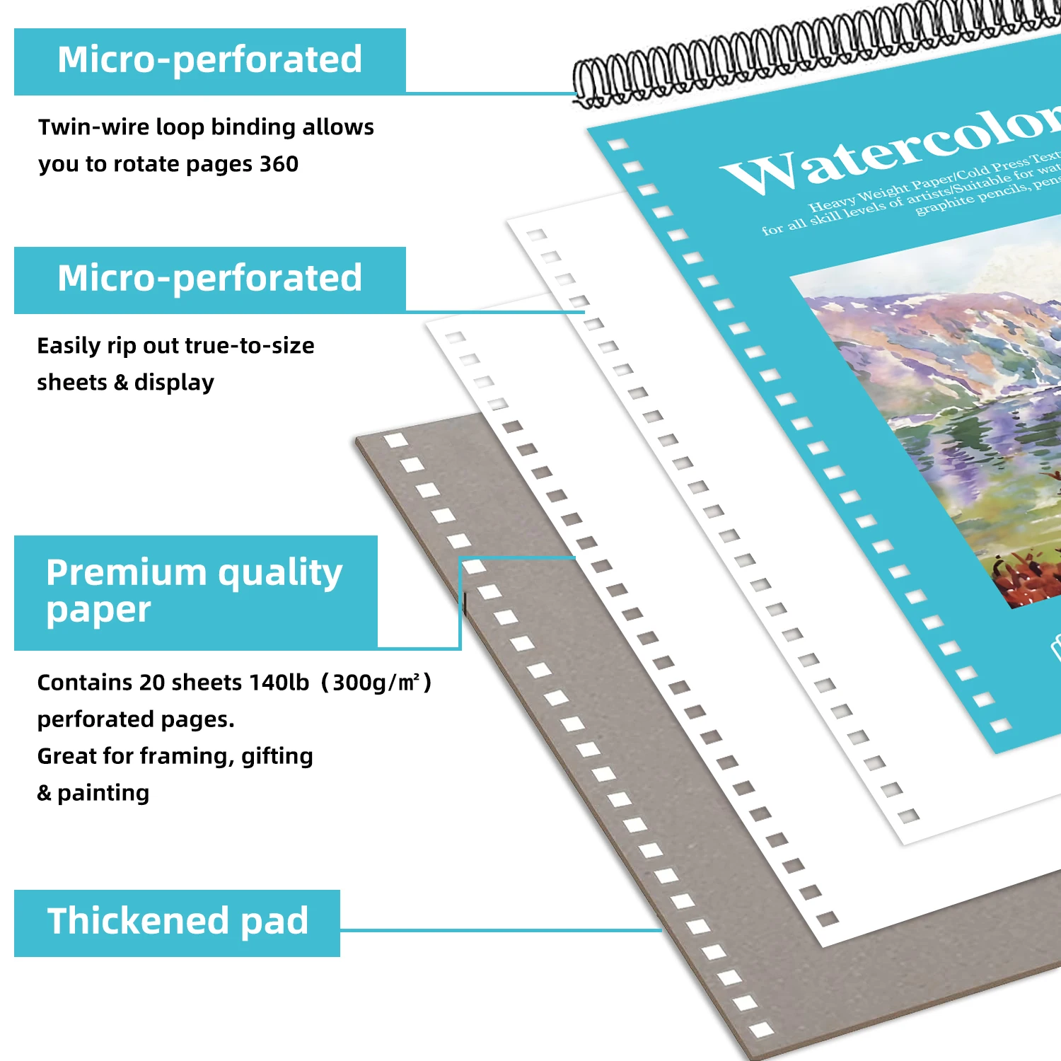 2 pcs/20 Sheet Thickened Spiral Sketchbook - Premium Quality Paper for Smooth Drawing - Perfect for Sketching,Doodling