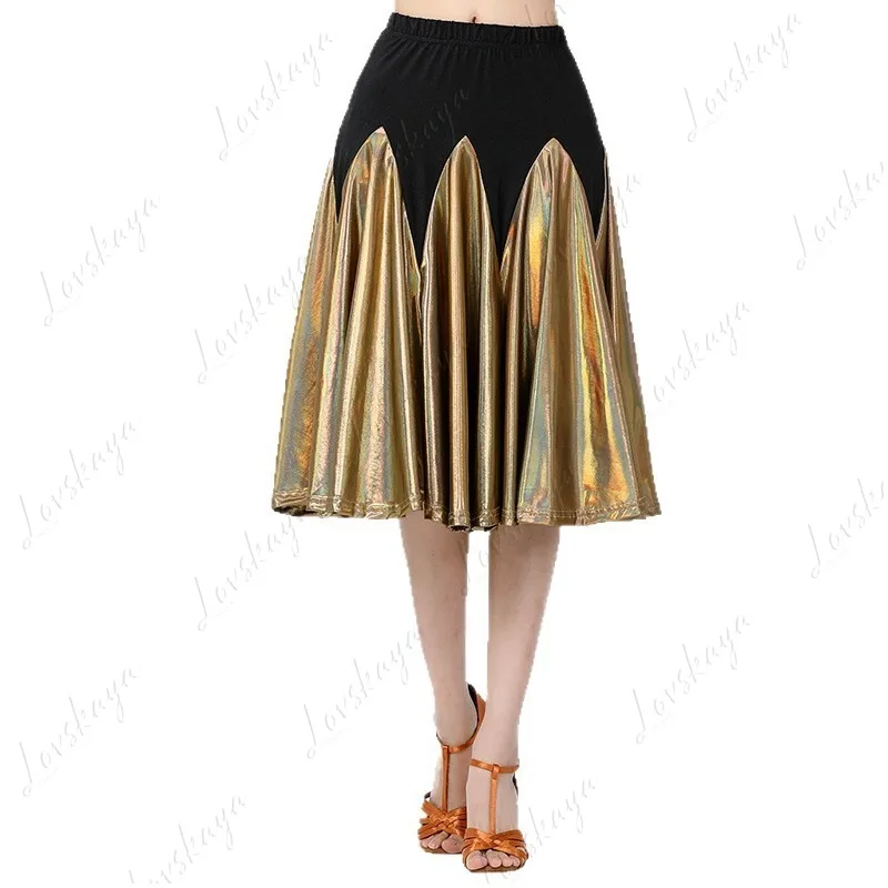 

Костюм для латинских танцев, тренировочная юбка, юбка средней длины для бальных танцев, танцевальное платье с пышной юбкой, танцевальный костюм