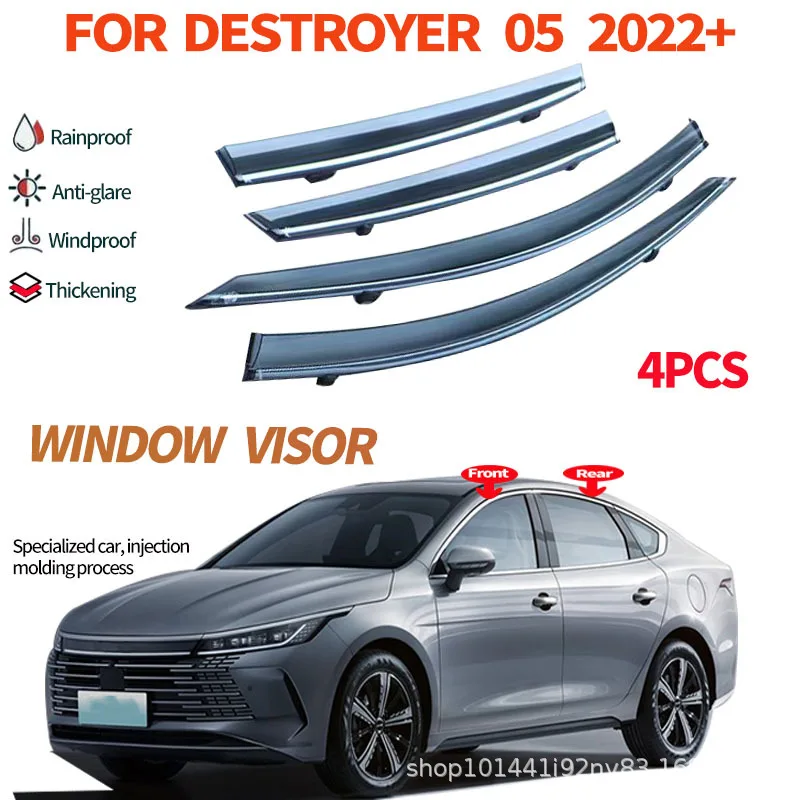 For BYD Destroyer 05ev Rain Barrier Destroyer 05 ev Window visor Wind & Rain Deflectors No-Drill Design