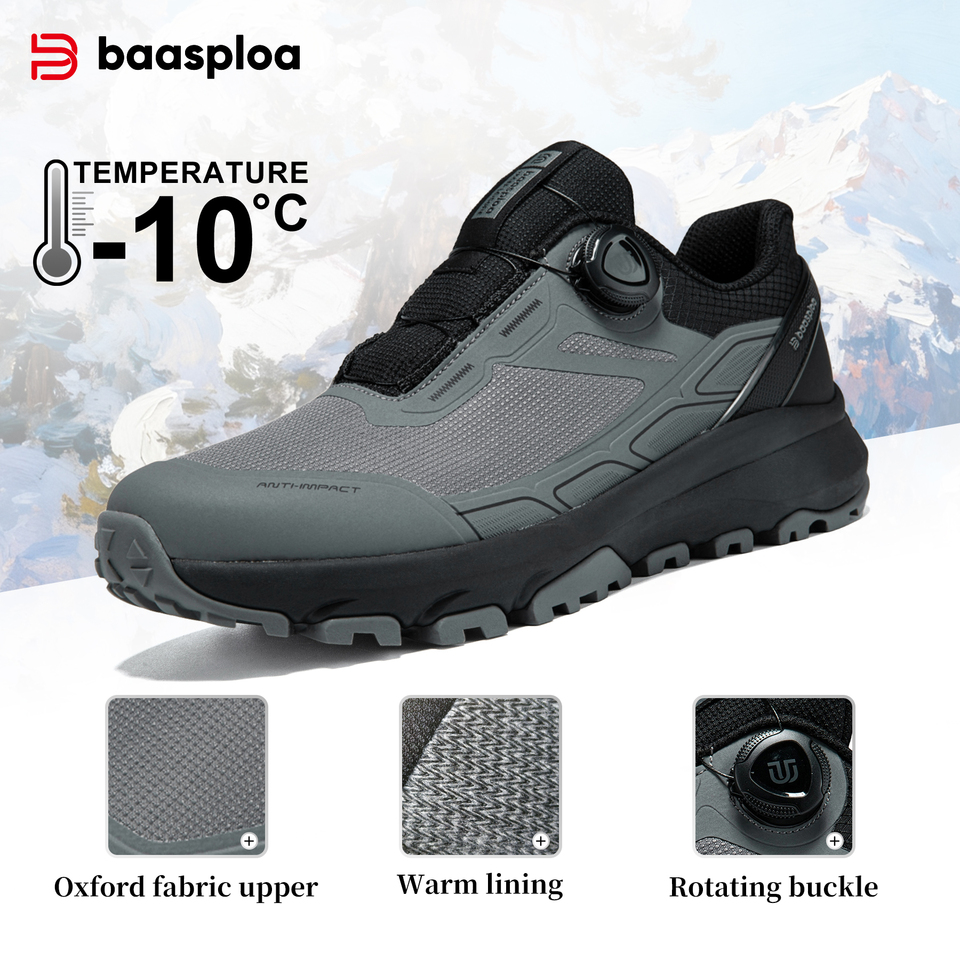  Baasploa Men Hiking Shoes Outdoor Climbing Mesh Breathable Travel Walking Shoes Male Non-Slip Wear Resistant Comfortable Sneaker 