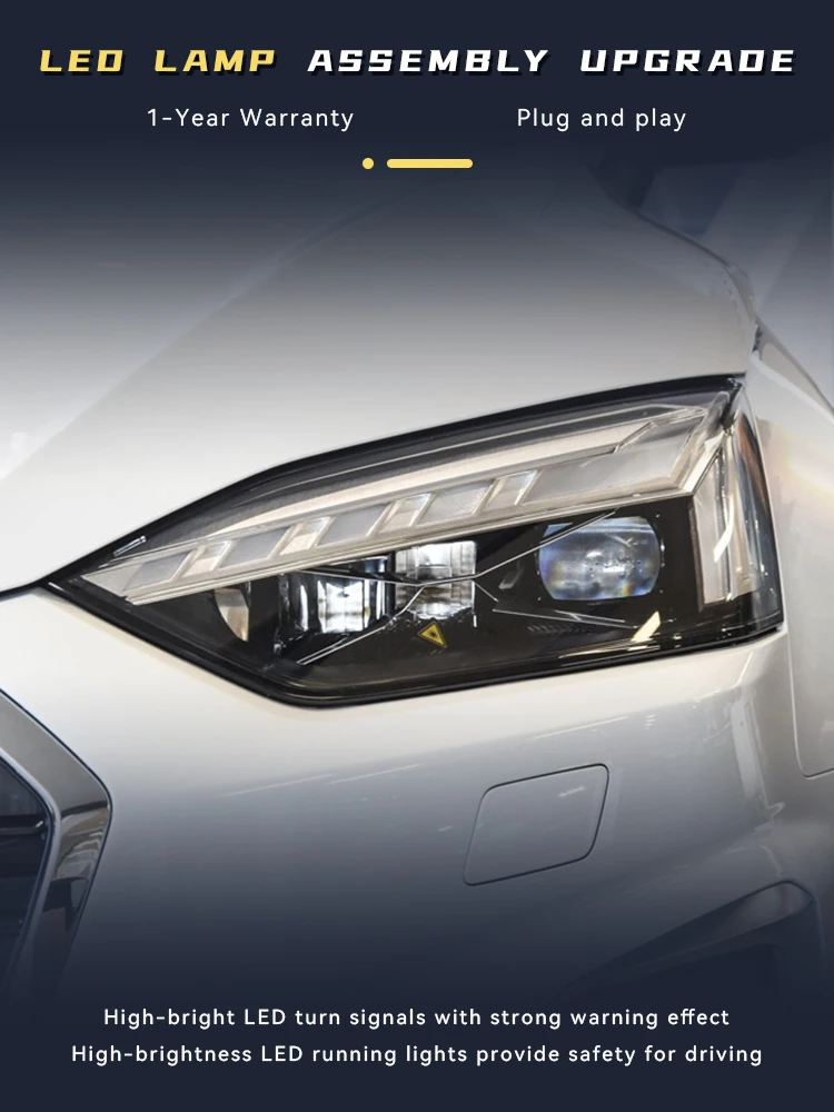 Powerful Headlights for Cars Audi A5 2017-2020 New Style Front Lamp Assembly Projector Lens DRL LED Turn Signal Car Accessories