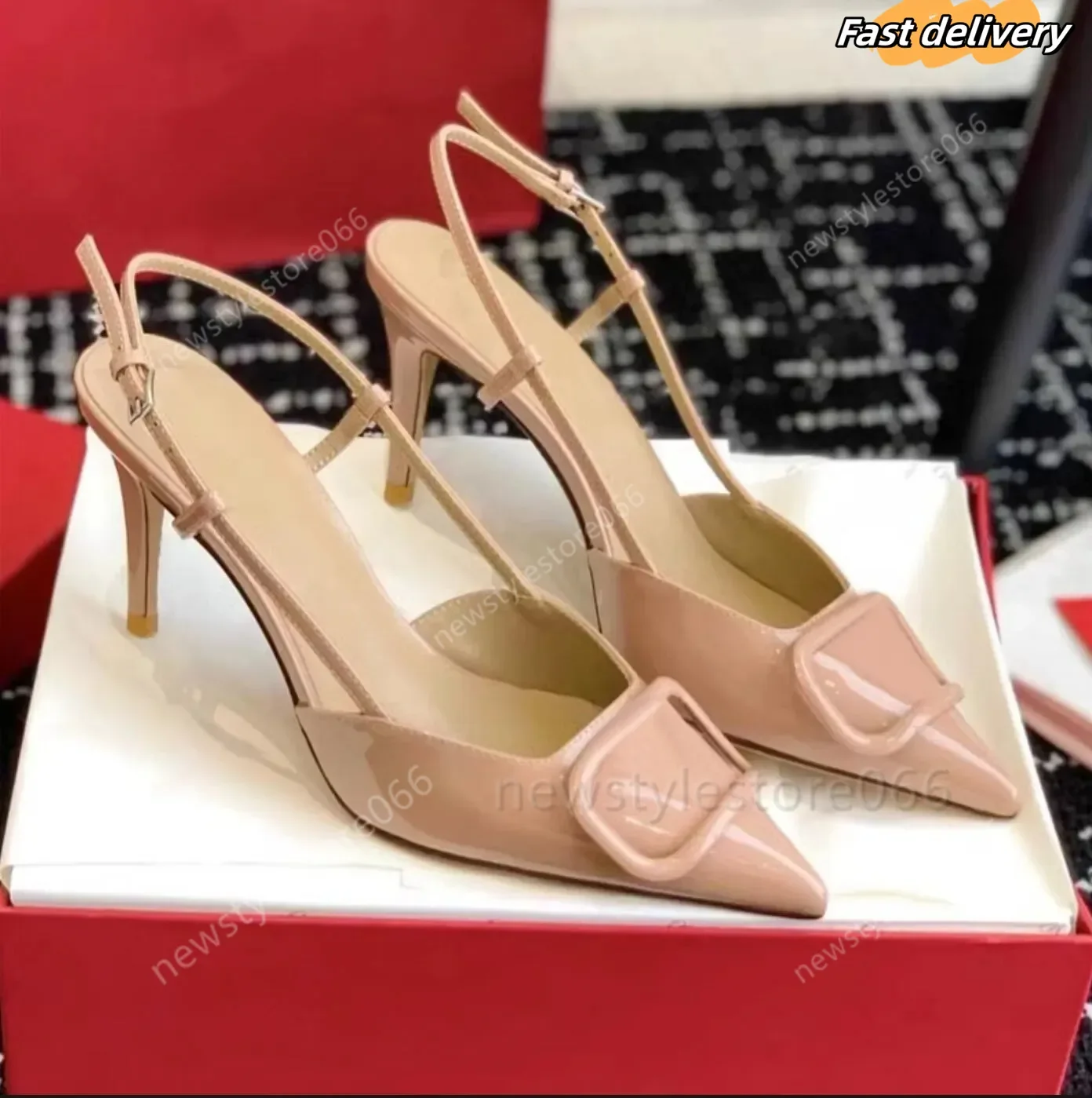 

Women Sandals Designer High Heels Shoes Summer Real Leather brand Pumps 6cm 8cm 10cm Thin Heel Pointed Toe Nude Black Matte Woma