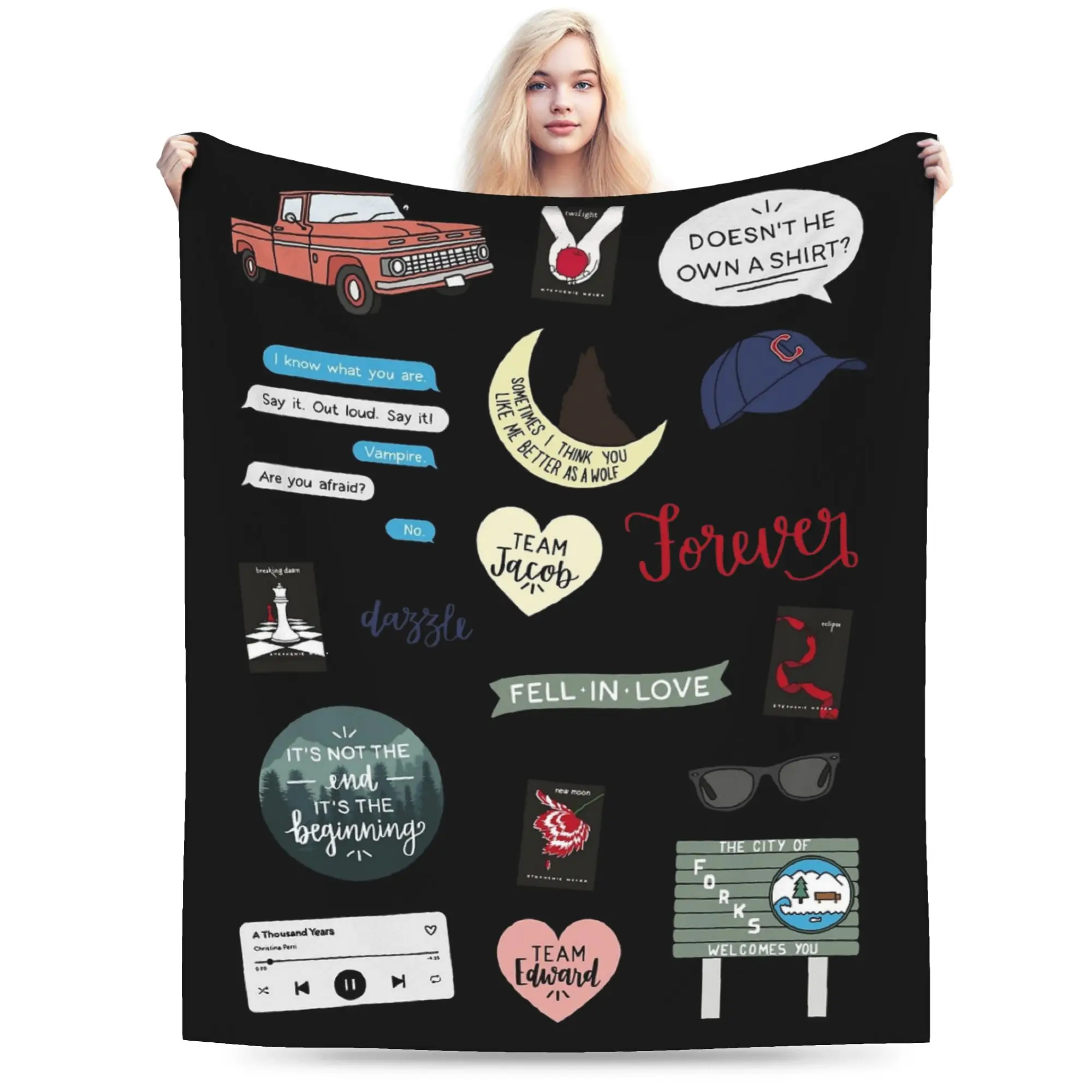 Twilight Movie and Book Art Blankets Fleece All Season  Breathable Thin Throw Blanket for Sofa Outdoor Bedding Throws