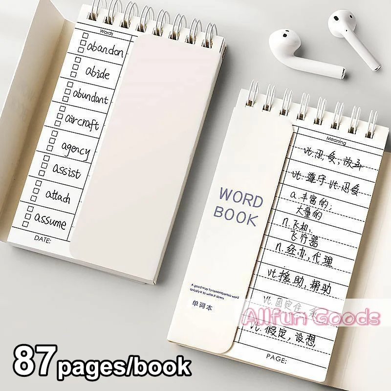 Portable Vocabulary Memory Notepad - Shorthand Spiral Notebook For Planning And Memorization With Cover-Up Feature Good Gift