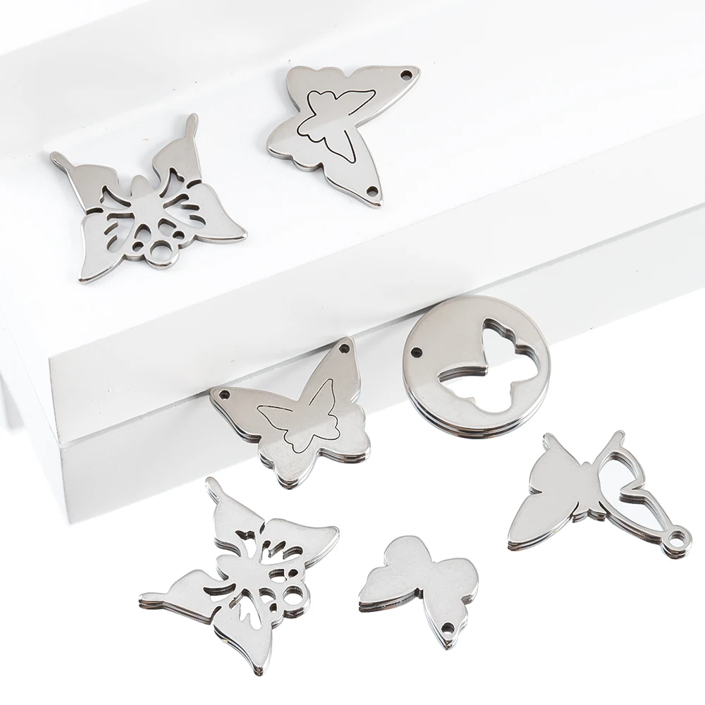 

20pcs Stainless Steel Pendants Hollow Butterfly Necklace Charm Earrings Bracelet Butterflies Component DIY Women Jewelry Making