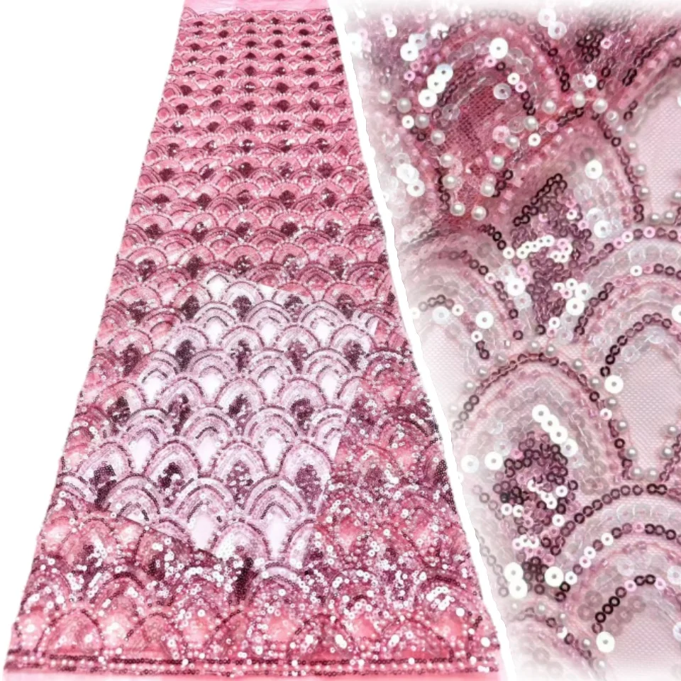 

Новейшая африканская ткань с пайетками и бисером, роскошная высококачественная французская нигерийская тюлевая ткань с бисером для вечерних платьев 2313
