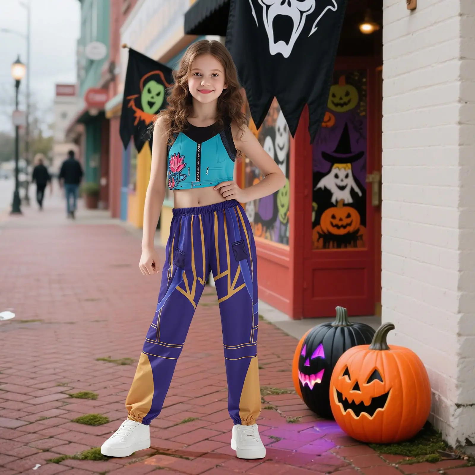 Girls Pop Singer Costume Halloween K-Pop Demon Costume Singer Hunter Outfit Halloween Cosplay Props 3-14 Years