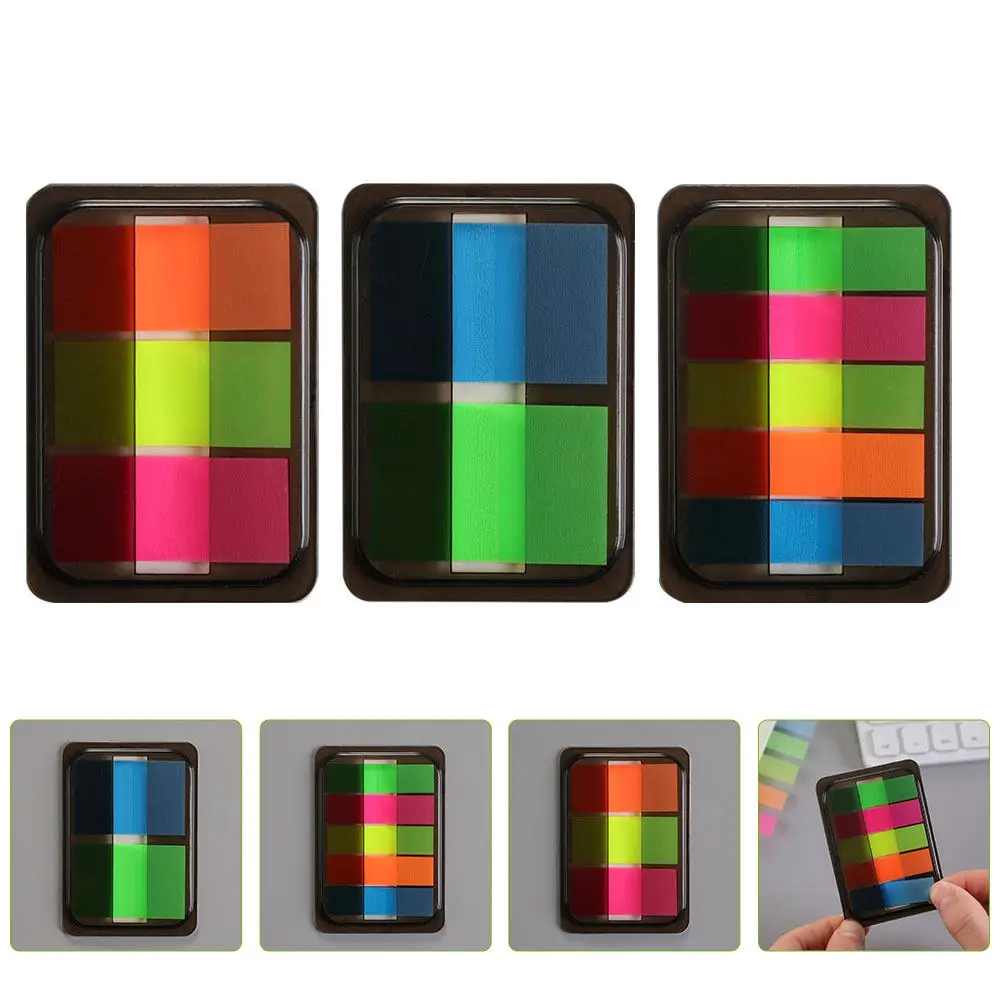 

6 коробок флуоресцентных самоклеящихся стикеров-закладок для книг, блокнотов, индексных маркеров, отрывные удобные закладки