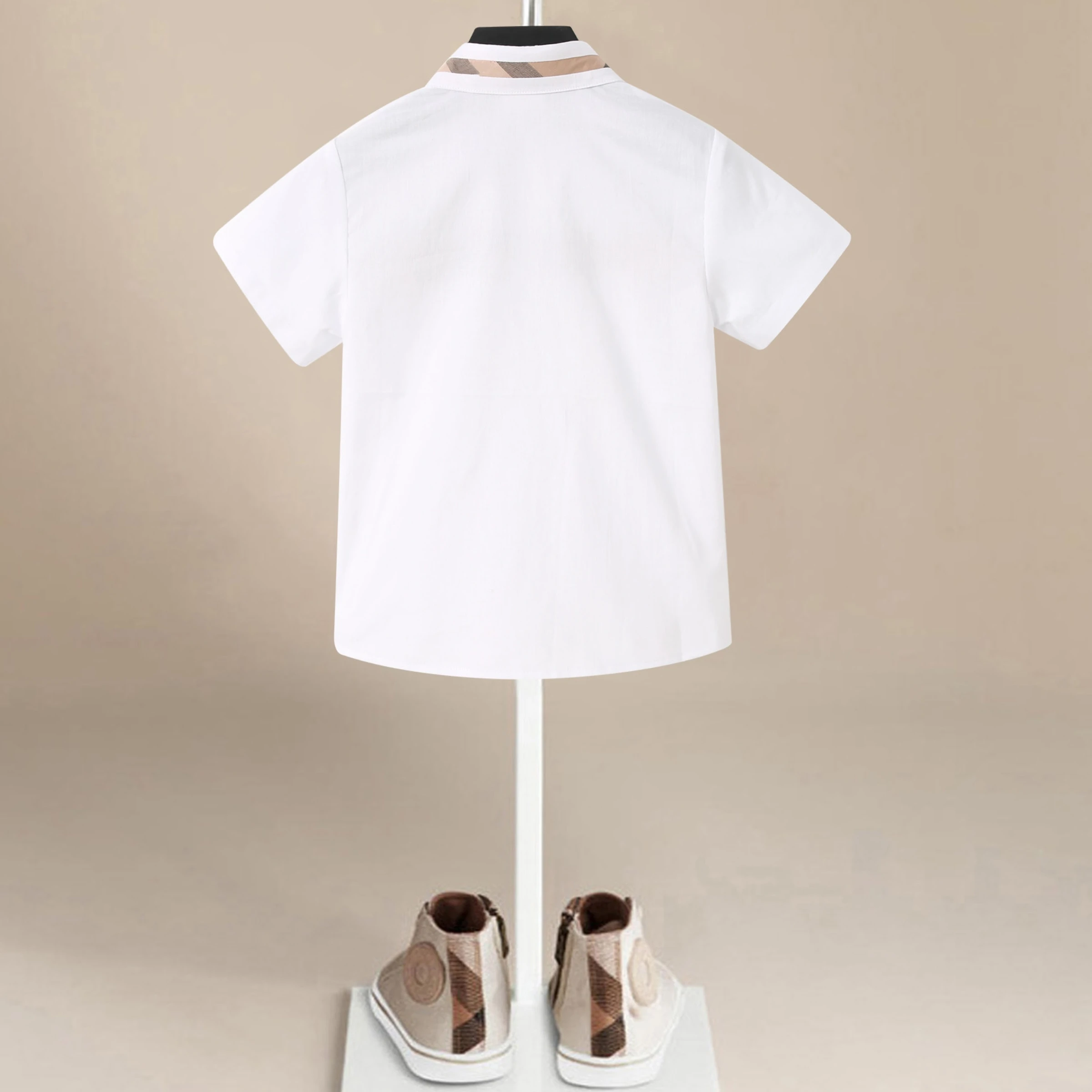 Summer Short Sleeve Plain White Baby Boys Shirts Children Clothes Classic Top Kids Tee Cotton Girl Jumper Solid Student Uniform