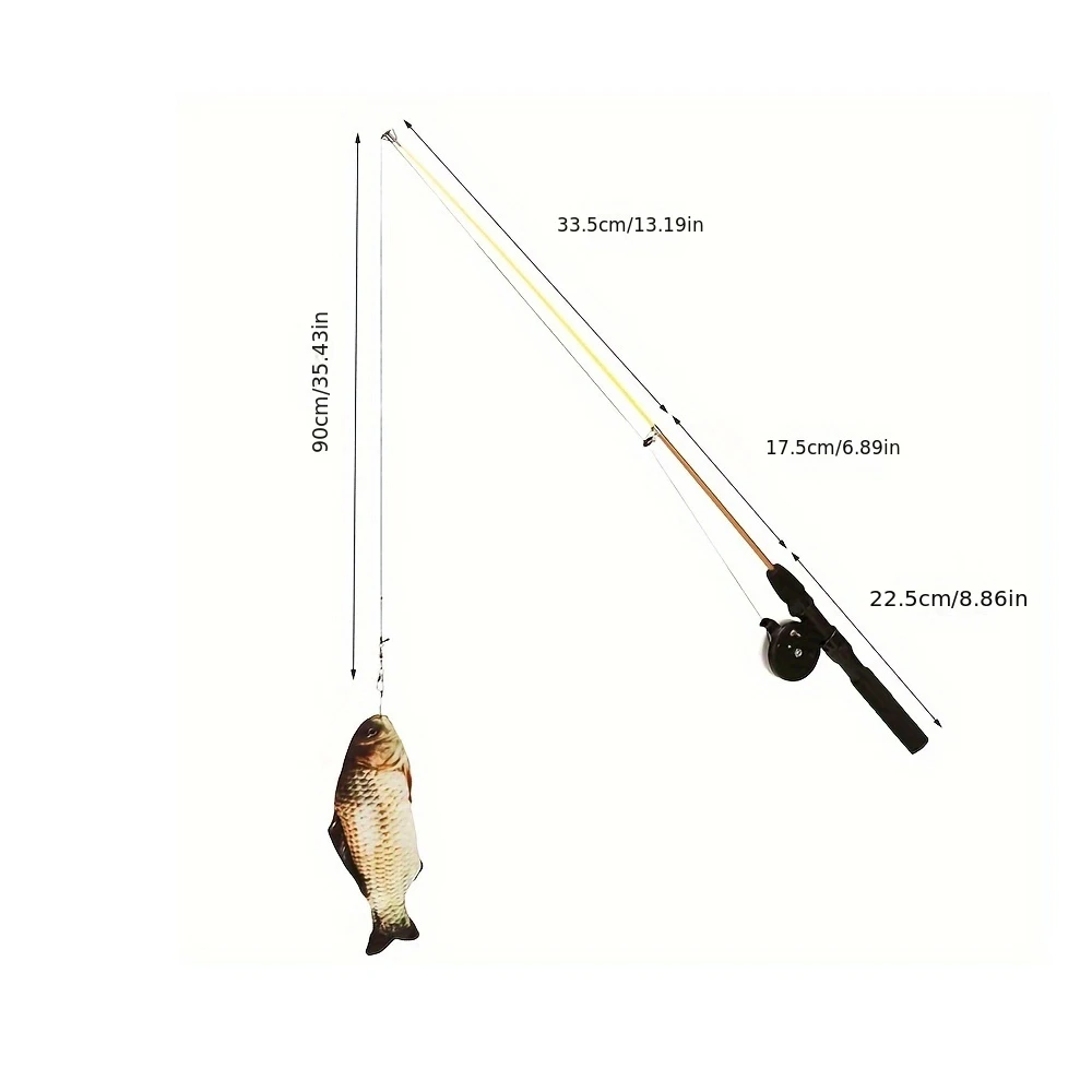 Interactive Cat Teaser Wand With Retractable Line - Durable Resin Fishing Rod Design cat toy