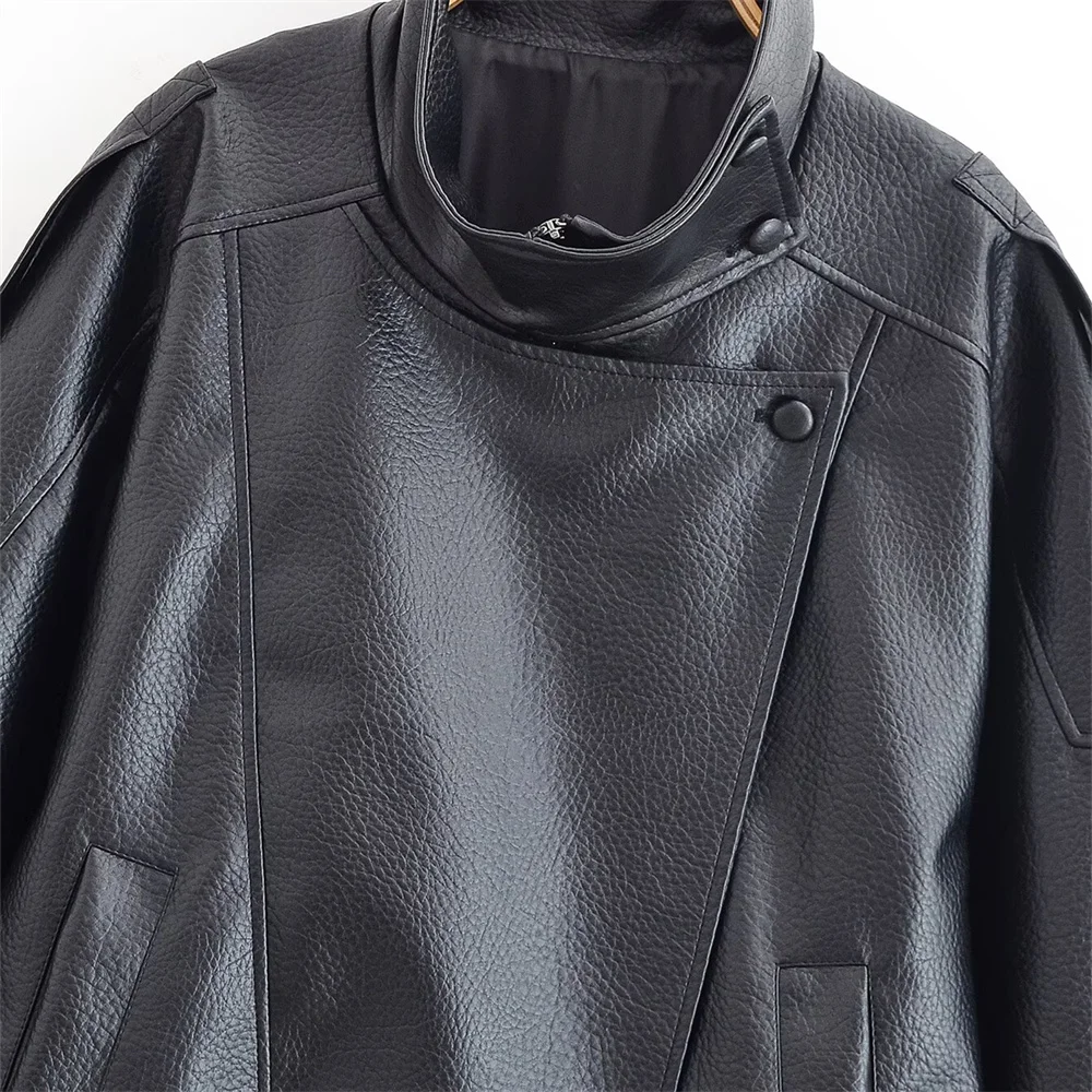 新しい秋冬の婦人服ファッションカジュアルルーズデザイン感ライチ柄レザージャケットジャケットジャケット