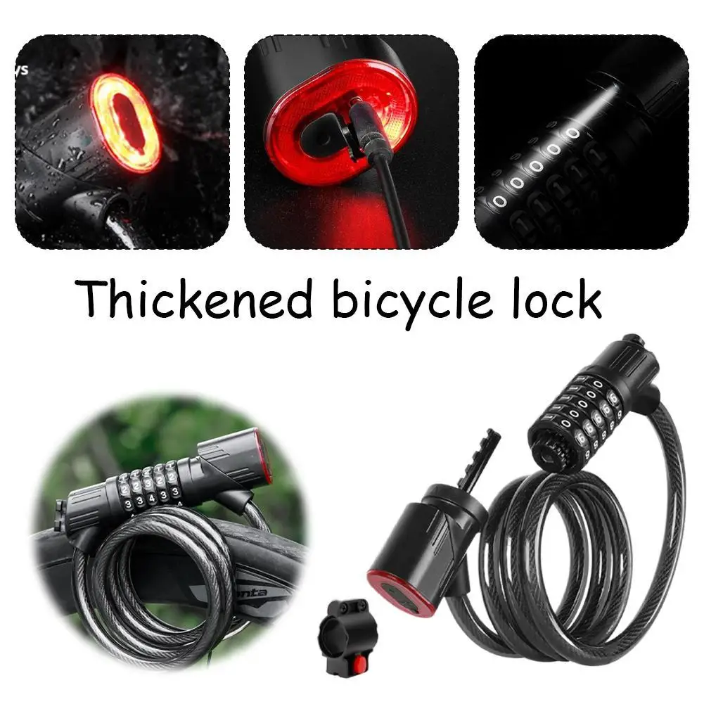 

Велосипедный замок с задним фонарем, 5-значный пароль безопасности, интеллектуальный датчик освещенности, зарядка, противоугонные аксессуары для велосипеда