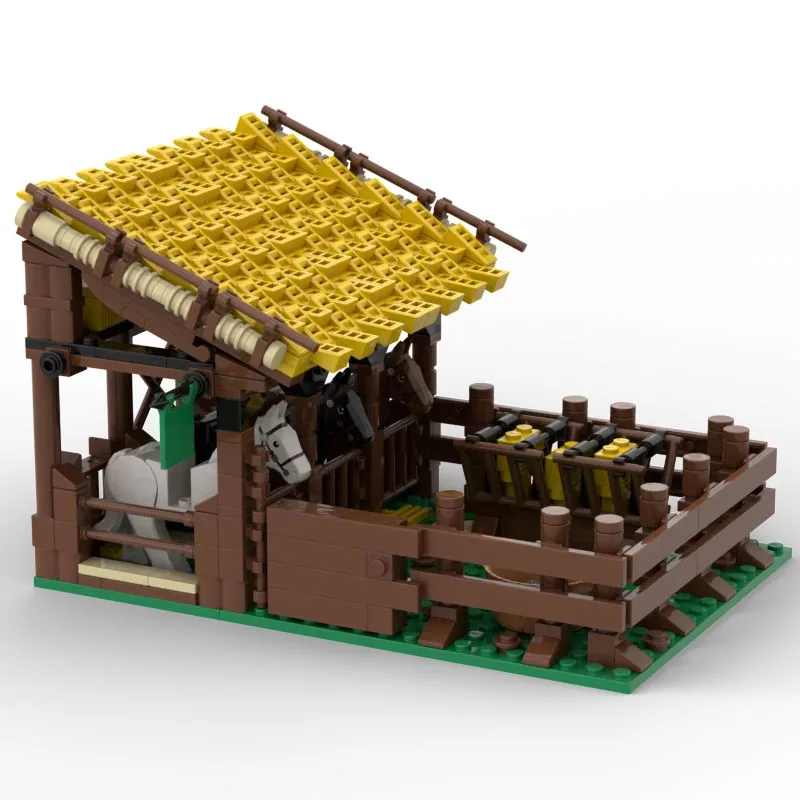 Moc Building Blocks Modular Street View Medieval Stables Technical Bricks DlyAssembly Constryction Toys For Child Holiday Gifts