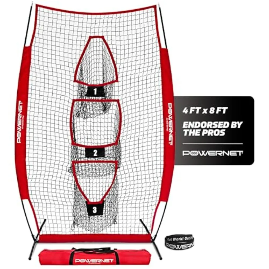 

Lacrosse and Football Passing Net, 4 x 8 FT Portable 3 Target Pocket Throwing Trainer, Football Training Equipment to Improve Q
