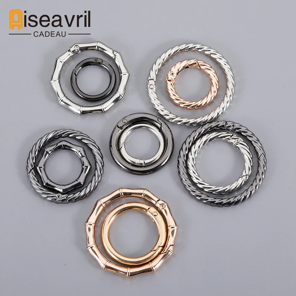 5pcs 25/28/35/43/49mm Round Carabiner Ring Split Spring Gate Keychain O Ring Metal Bag Rings for Jewelry Making Connector Clips