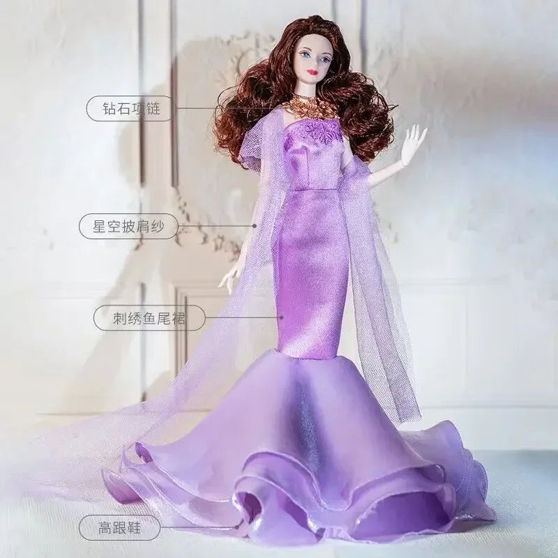 

Handmade Fishtail Purple 1:6 Doll Clothes for Barbie Outfit Evening Dress for Barbie Accessories Princess Wedding Gown Toy 11.5"