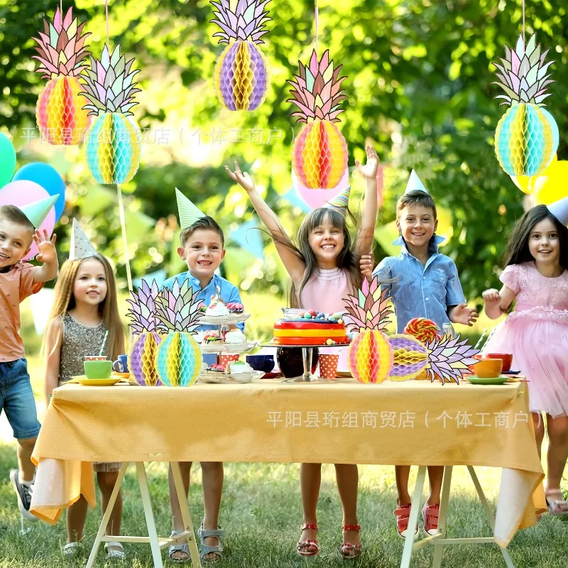 

3pcs Colorful Pineapple Honeycomb Balls Tissue Paper Lanterns Birthday Party Wedding Decoration Supplies
