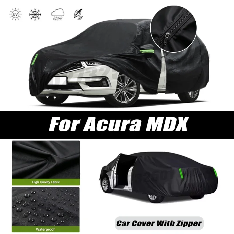 For Acura MDX Car Covers Outdoor Waterproof Sun Rain Snow Protection UV Car Zipper Design Black Car Cover Accessories