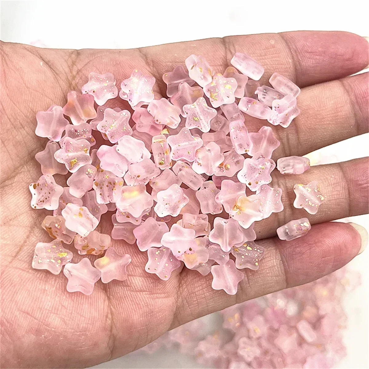 Fashion 30pcs 8mm Five-pointed Star Matte Glass Beads Loose Spacer Beads for Jewelry Making DIY Handmade Bracelets Earrings Girl