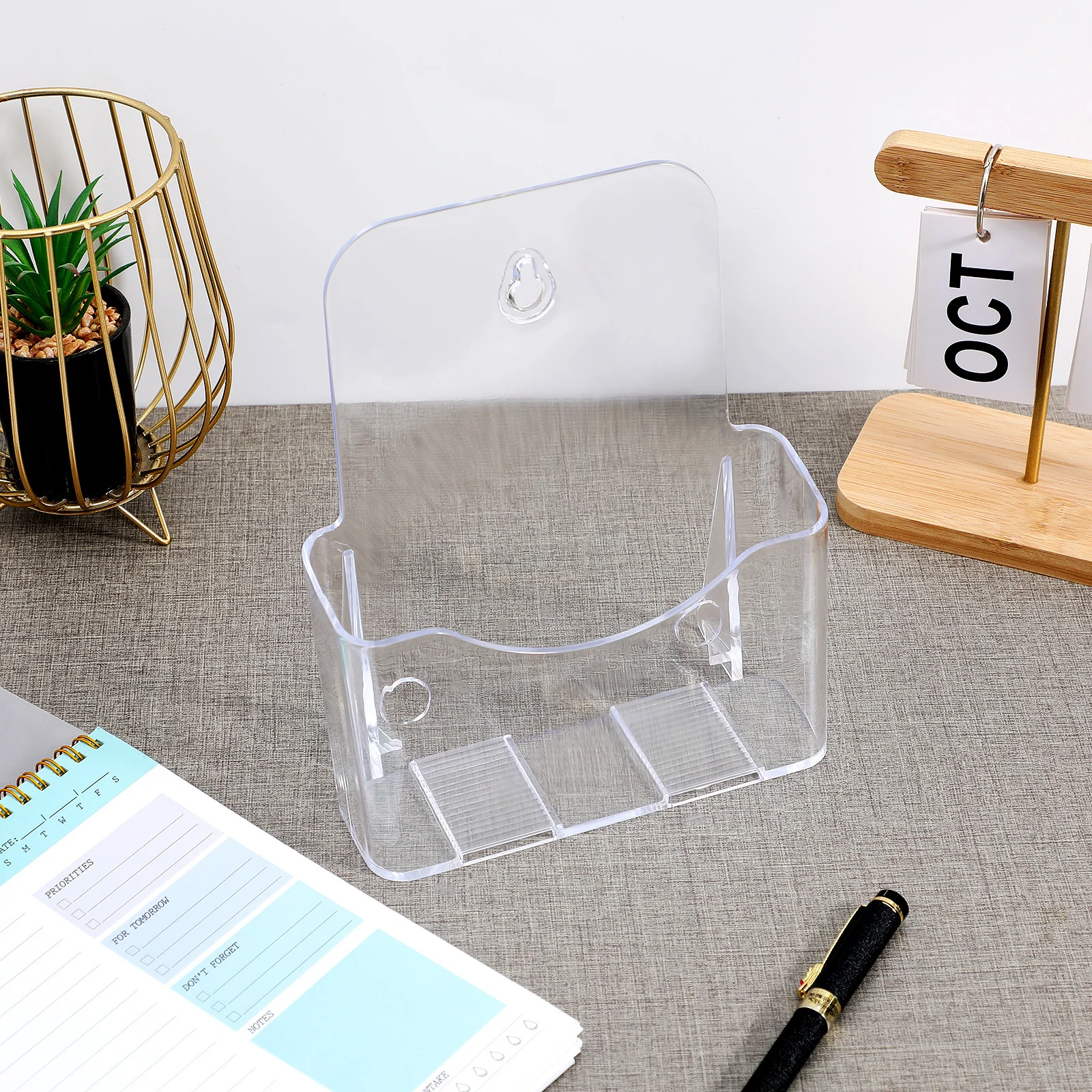2Pcs Brochure Stand Clear Acrylic Display Holder Desktop Wall Mounted Document Organizer Transparent File Holder Workspace