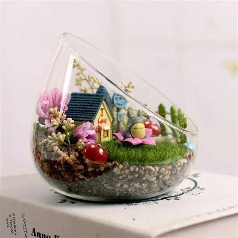 Mini Micro Landscape High Borosilicate Glass Bottle DIY Desktop Slanted Ecological Vase Flower Utensils Vase Without PlantsZI118