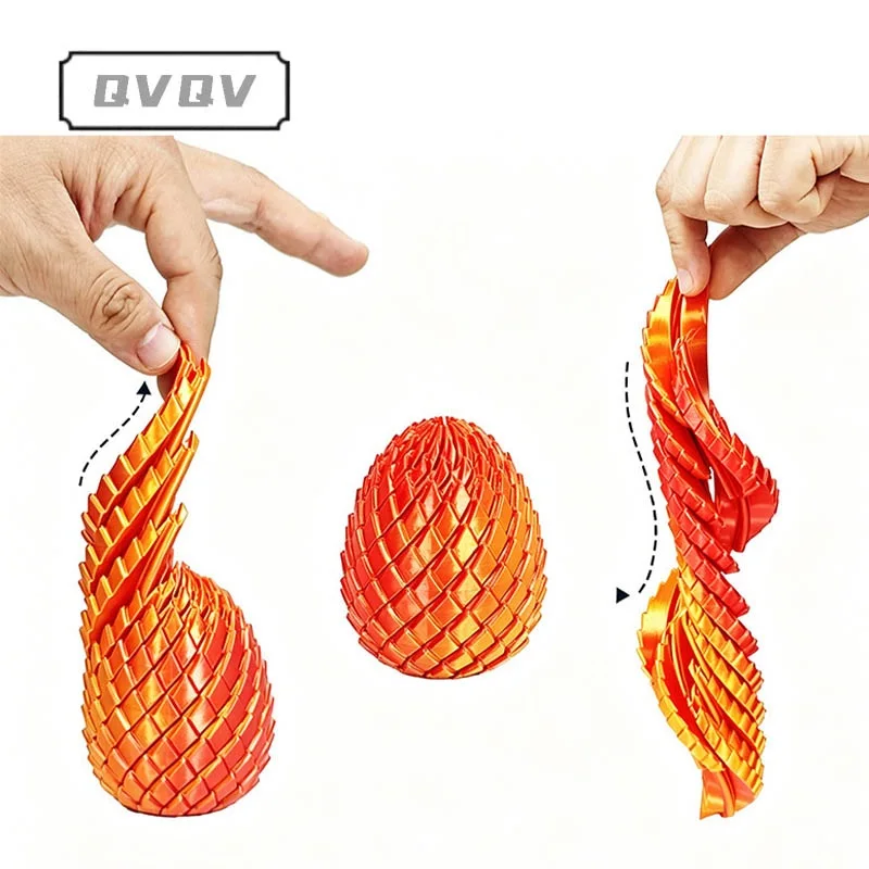 3D Printing Dragon Egg Stress Relief Model Gradient Metallic Color Deformable Twist Egg Creative Stress-Relief Desk Ornament