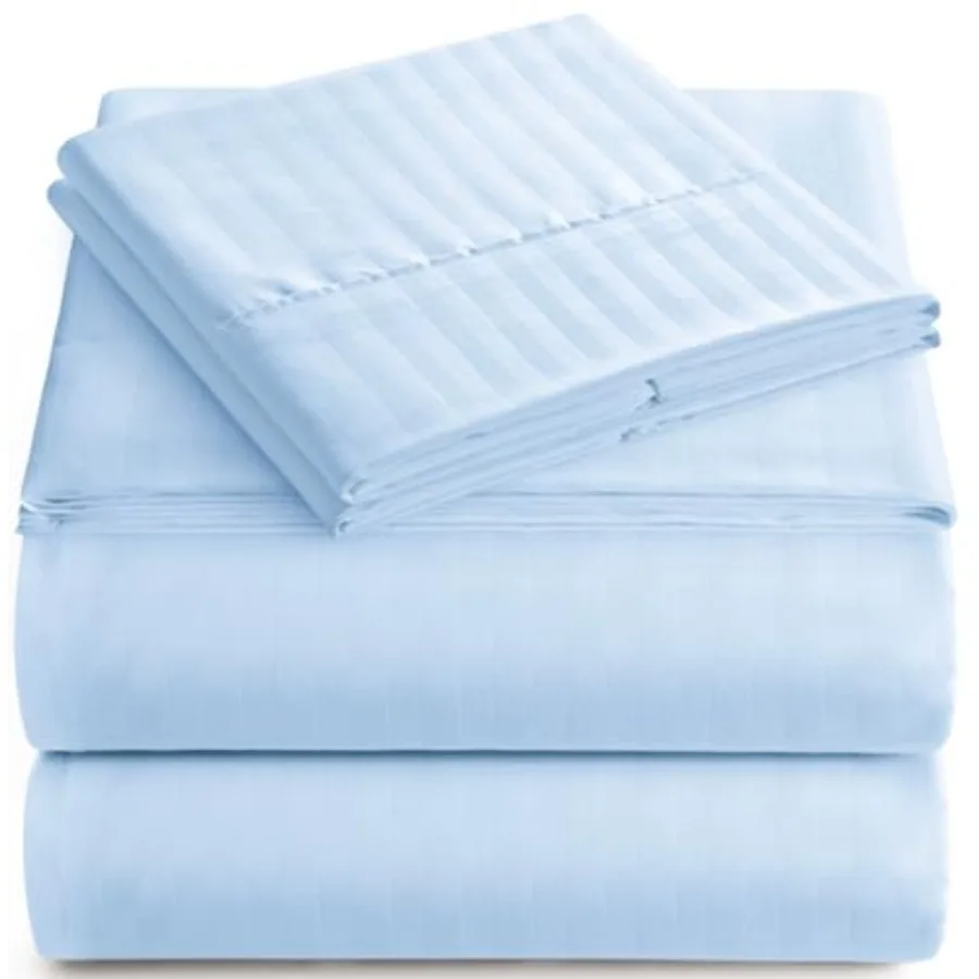 

Full Sheet Set - 4-Piece Striped Full Size Bed Sheets - Soft and Cooling Deep Pocket Full Bed Sheet Set - Wrinkle-Free Microfib