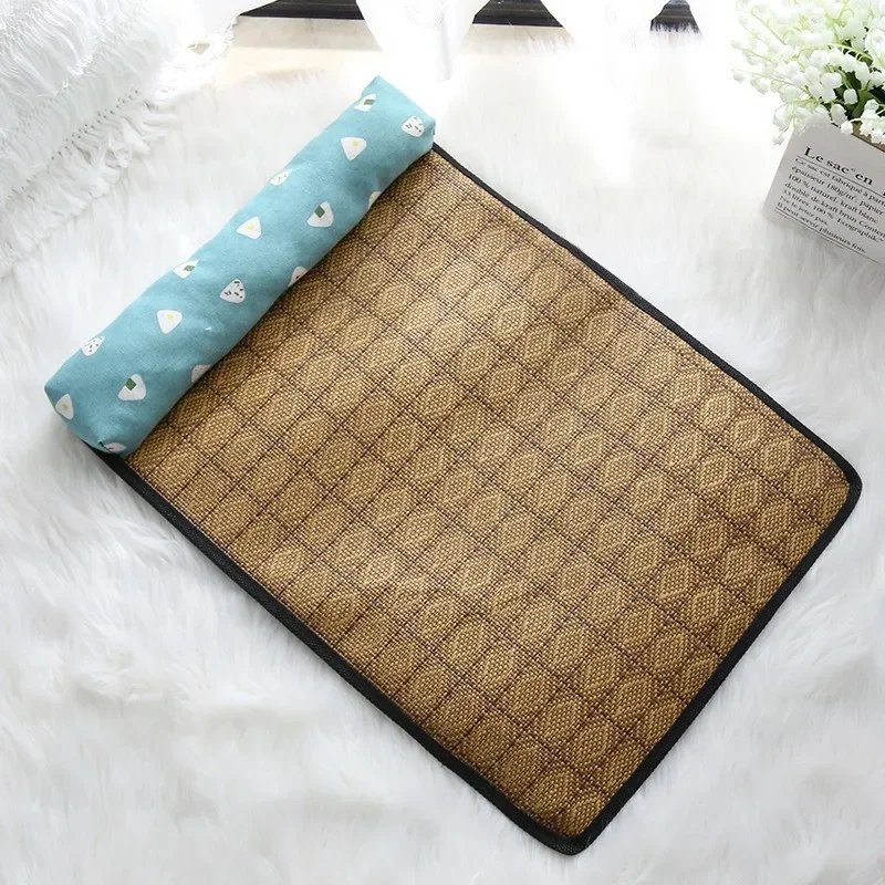 Cat Natural Cooling Mat Summer Pet Self Cooling Pad Cat Bed Mat For Dogs Indoor Rattan Weave Mat Sleeping Cat Bed_voghion.com