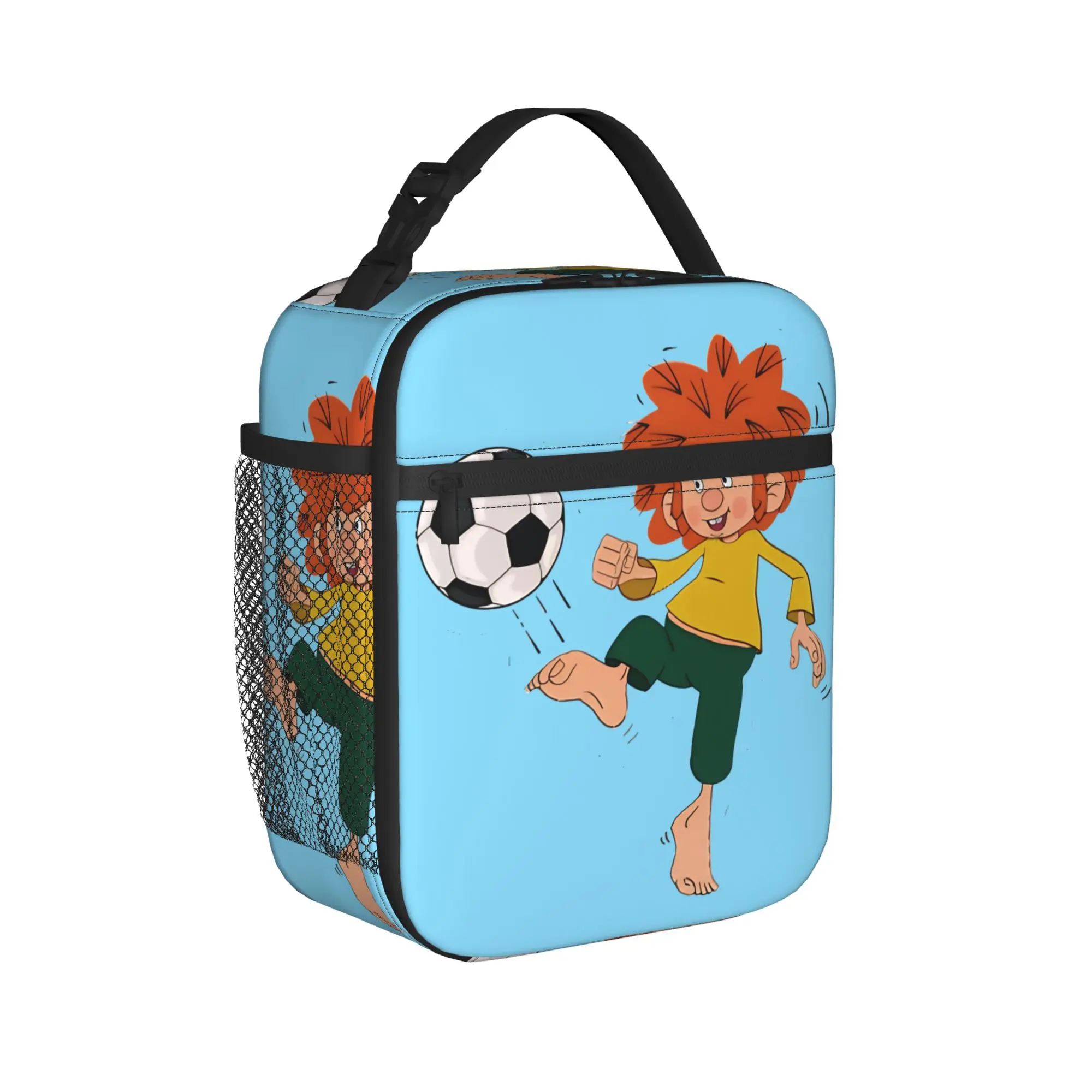 Pumuckl playing football  Insulated Lunch Bags Large  Lunch Container Thermal Bag Tote Lunch Box School  Picnic Men Women