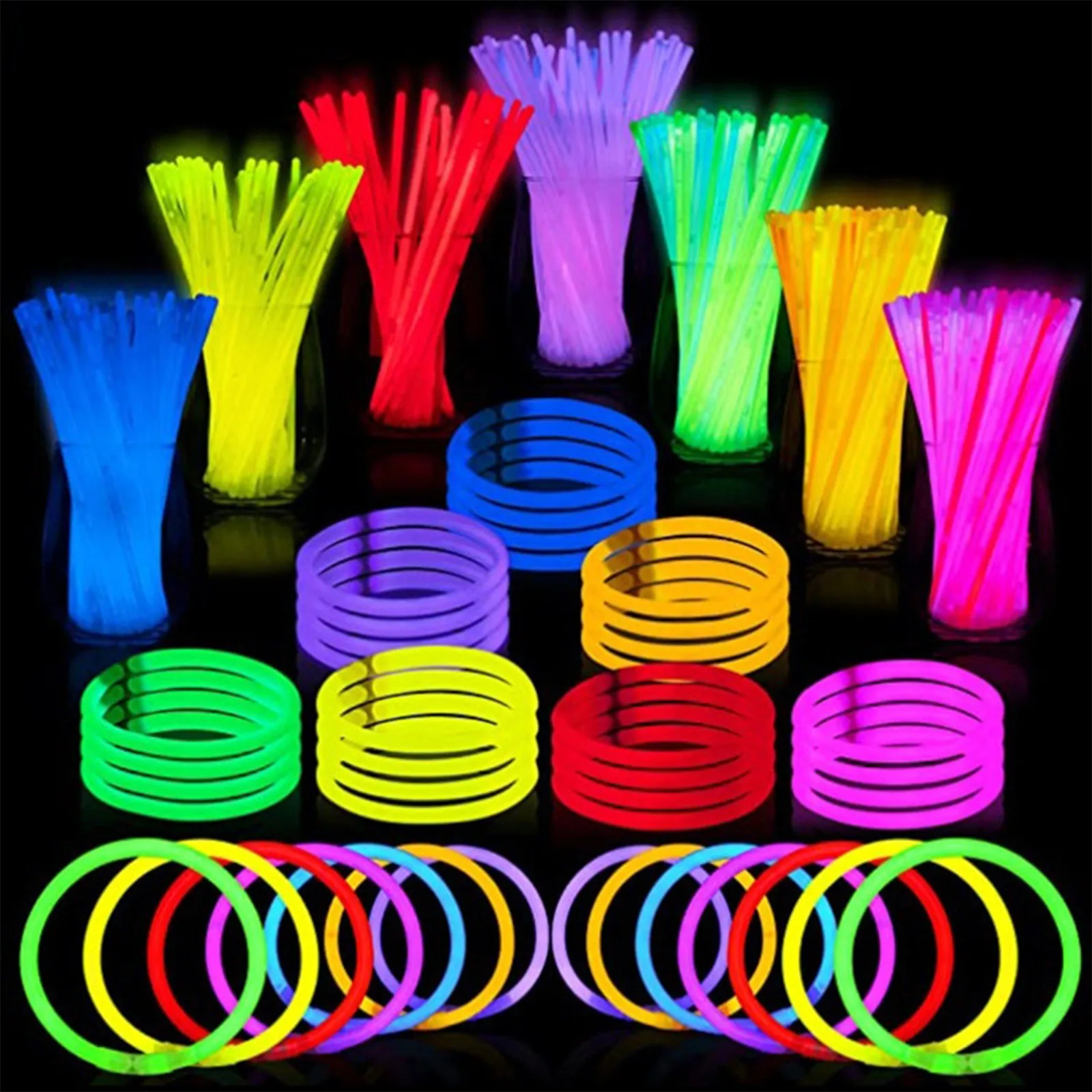 ‌ 100er Pack 20cm Fluoreszierende Leuchtstäbe Party-Zubehör Großpackung Helle Leuchtstäbe Rave-Konzert-Accessoires Im Dunkeln Leuchtende Partyartikel