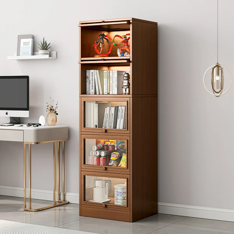 Clip-stitch storage cabinet, narrow dustproof with door shelf, flip top locker