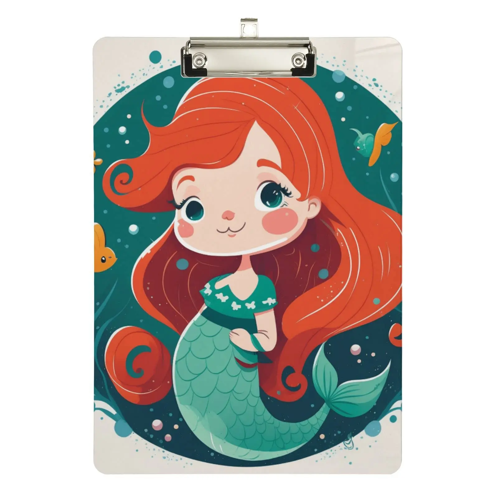 Cartoon Mermaid Acrylic Clipboard A4 Size with Metal Clip for Students Office Document Organizer Art Outdoor Sketching Supplies