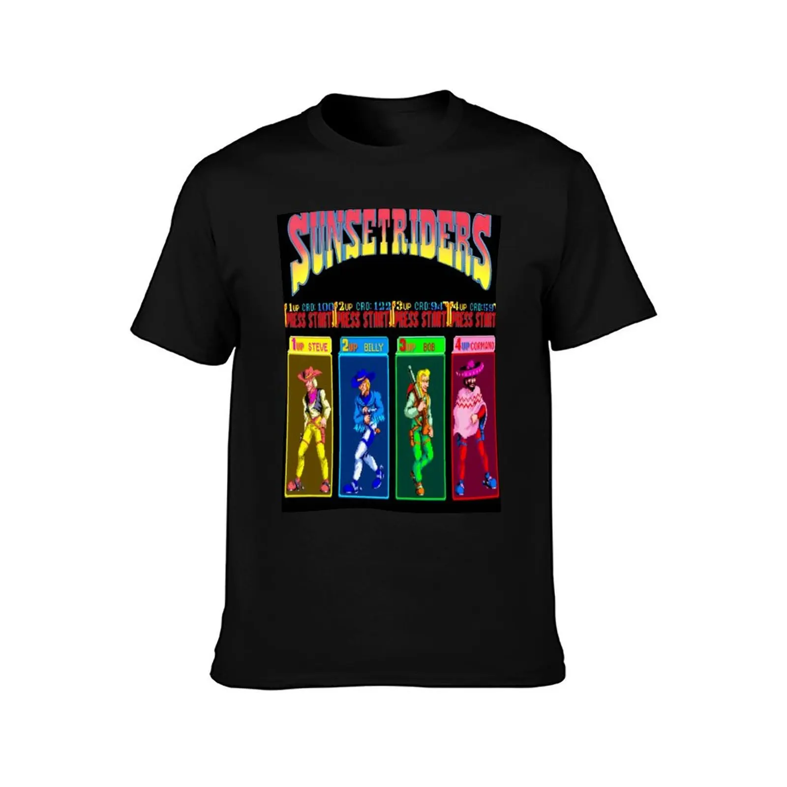 Sunset Riders Character Select T-Shirt Work Basic Short Sleeve Top