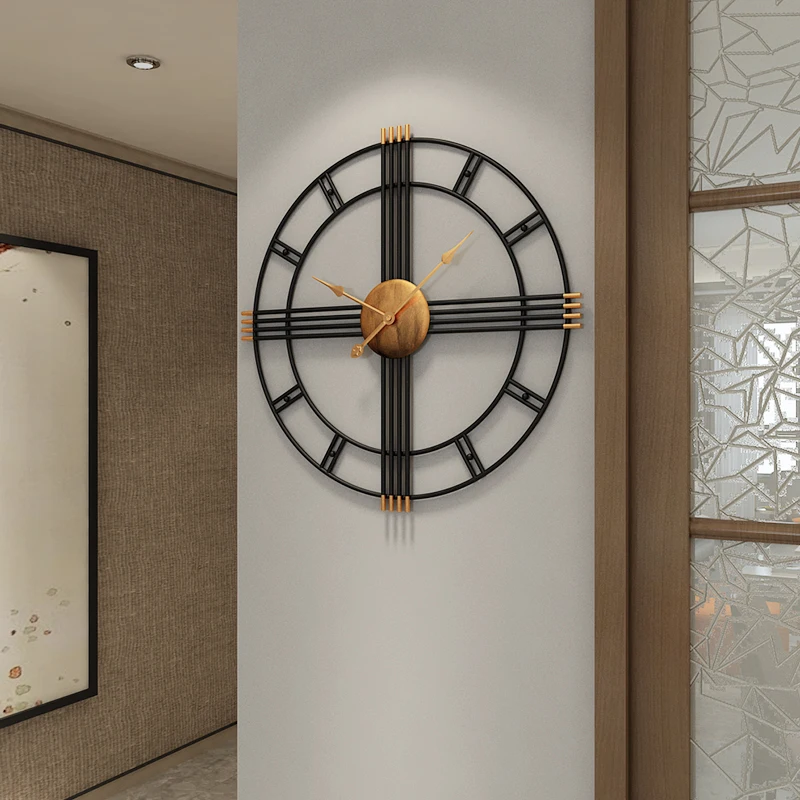 

Simple wall clock European style wrought iron personality living room clock creative fashion