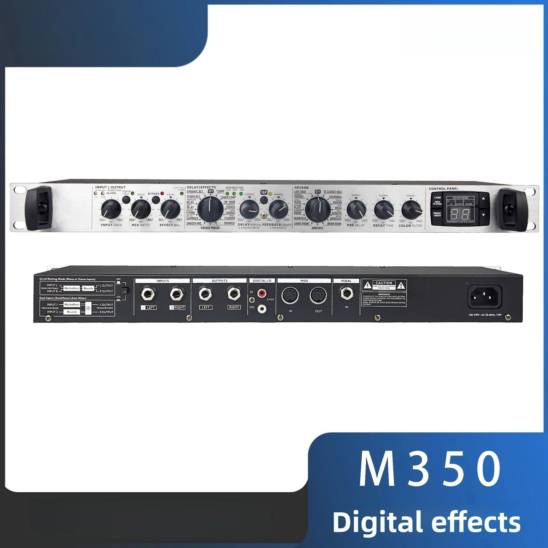 Digital Reverb Effect Processor, Stereo Audio Tuning Device for Professional Speakers