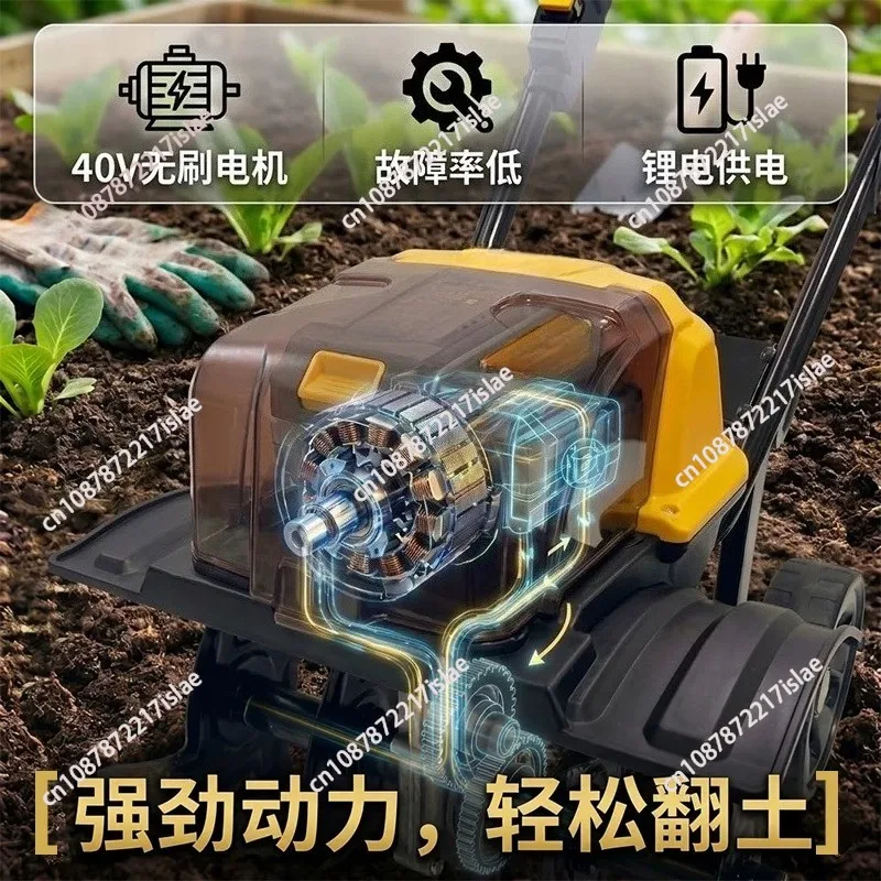 Cordless Mini Tiller, Portable Electric Soil Loosener for Vegetable Gardens