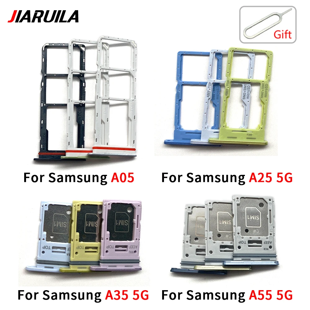 

New Dual Sim Card For Samsung A05 A25 A35 A55 5G Sim Card Slot Tray Holder Sim Card Reader Socket Replacement Parts + Pin