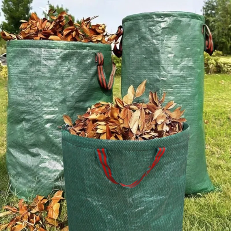 50-600L Garden Yard Waste Bag with Lid Foldable Leaf Collection Trash Can Reusable Fallen Leaves Outdoor Gardening Storage Bag