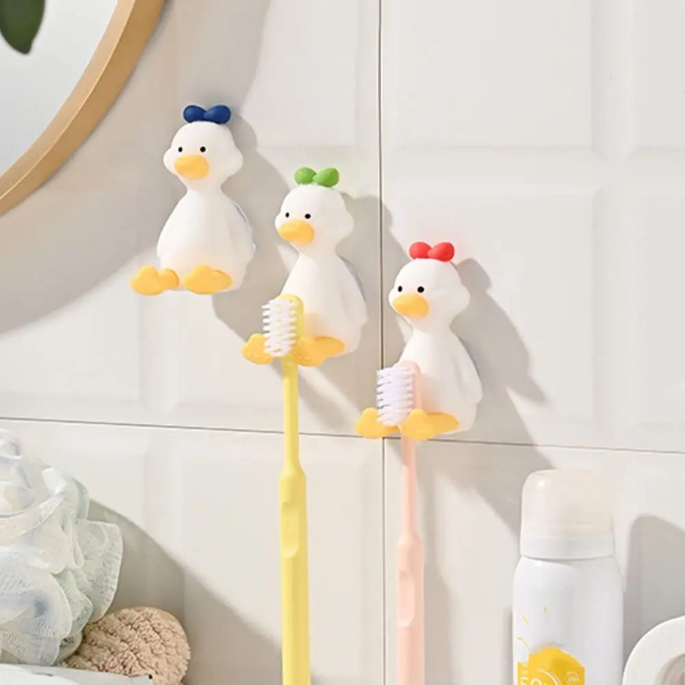 Creativity Silicone Duck Toothbrush Holder 3D Cute Toothbrush Rack Cartoon Wall-mounted Toothbrush Stand